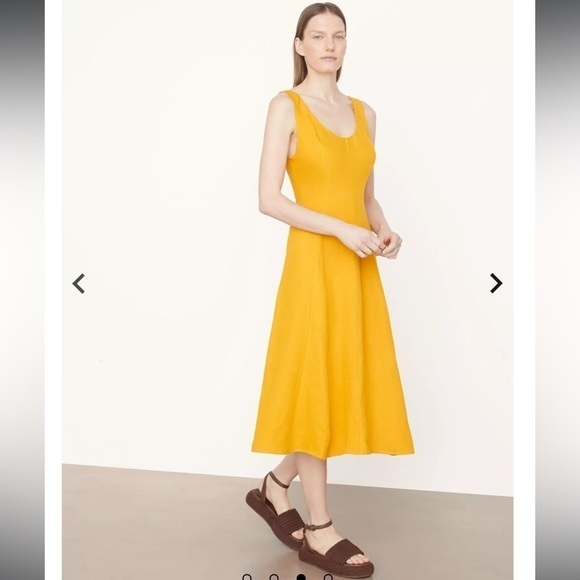 NWOT Vince Paneled Scoop Neck sleeveless Dress yellow midi Size M - Picture 3 of 8